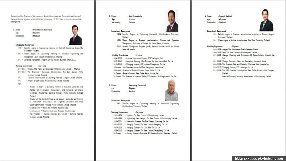 Riwayat Hidup Calon Direksi